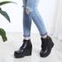 [GIRLS GOOB] Women's Comfortable  Lace Up Wedge Platform Boots, Synthetic Leather - Made in KOREA